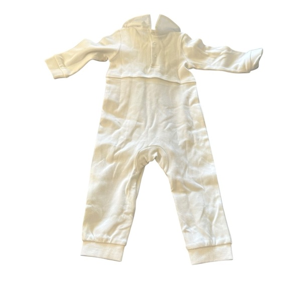 White Baptism One Piece with Ribbed Trim - Picture 2 of 4